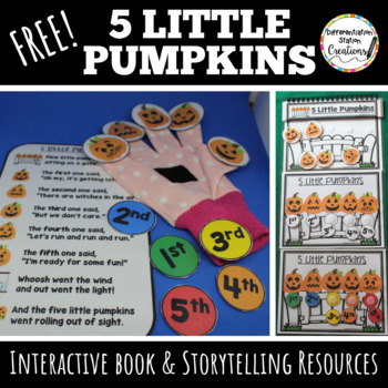 Preview of Five Little Pumpkins Free Finger Puppets Interactive Book