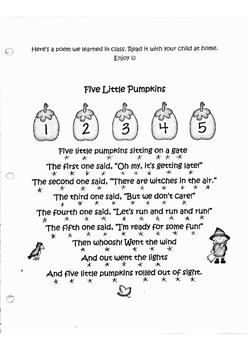 Preview of Five Little Pumpkins Poem