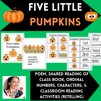 Preview of Five Little Pumpkins: Poem, Ordinal Numbers, Characters, Retelling, & More!