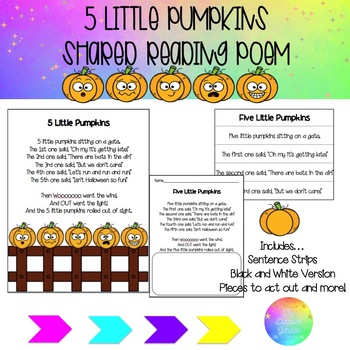 Preview of Five Little Pumpkins Shared Reading Poem or Ordinal Numbers Activities!