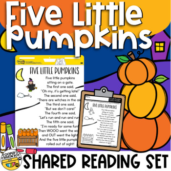 Preview of Five Little Pumpkins | Shared Reading Set | Project & Trace Chart, Sight Words