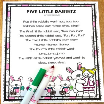 Preview of Five Little Rabbits Easter poem for kids