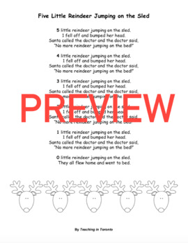 Preview of Five Little Reindeer Booklet and Poem