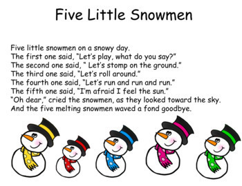 Five Little Snowmen by KOT'S CLASSROOM TREASURES | TPT