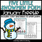 Snowman Poem Five Little Snowmen FREE Winter Snow January 