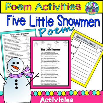 Five Little Snowmen Shared Reading Poem by KOT'S CLASSROOM TREASURES
