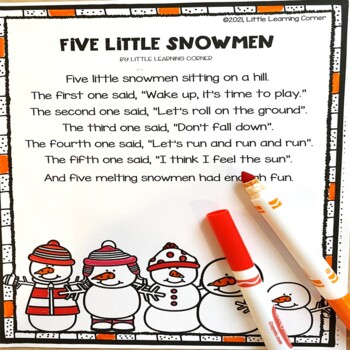 Preview of Five Little Snowmen poem