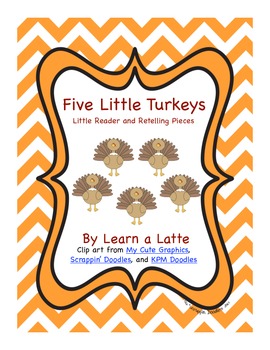 Preview of Five Little Turkeys - A Thanksgiving Little Reader (In B&W with retelling props)