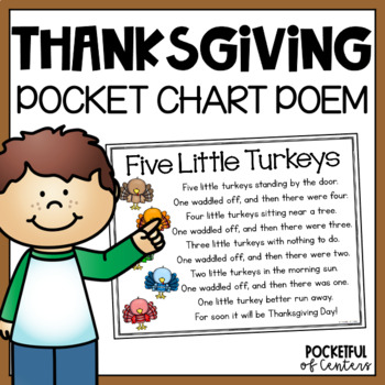 Preview of Five Little Turkeys Pocket Chart Poem