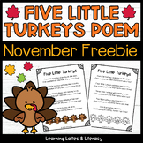 Five Little Turkeys Poem FREE Thanksgiving Fall November L
