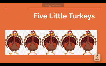 Preview of Five Little Turkeys Powerpoint and Song