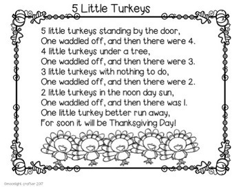 Five Little Turkeys Shared Reading for November by moonlight crafter by ...