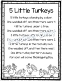 Five Little Turkeys - Thanksgiving Poem