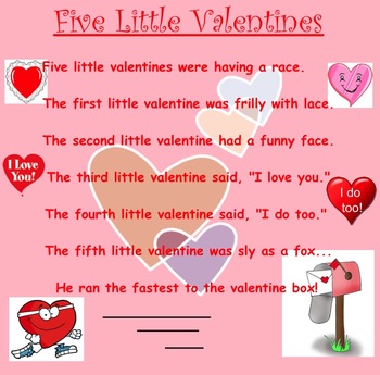 Preview of Five Little Valentines Shared Reading