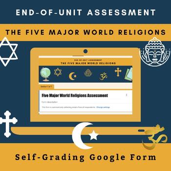 Preview of Five Major World Religions: Assessment | Self-Grading Google Form