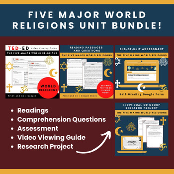 Preview of Five Major World Religions: Growing Bundle | Readings, Video Guide, Assessment