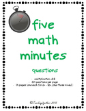 Five Math Minutes Multiplication Drill Questions