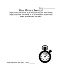 Five Minute Frenzy: Adjective Worksheet