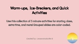 Five-Minute Warm-ups and Time-Filling Activities Bundle