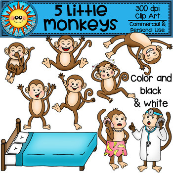 Preview of Five Monkeys Clip Art