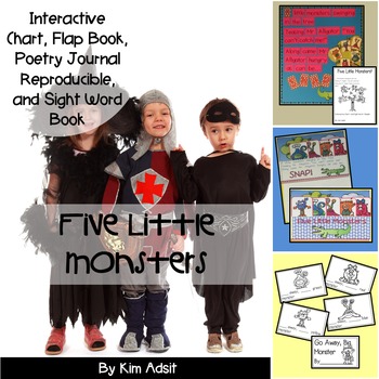 Preview of Sight Word Reader and Interactive Chart: Five Little Monsters