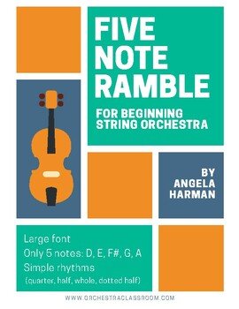 Preview of Five Note Ramble for beginning string orchestra score and parts