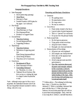5 paragraph essay checklist