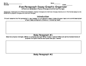 five paragraph essay graphic organizer