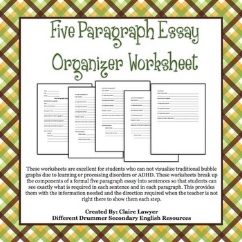 Five paragraph essay organizer