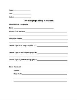 five paragraph essay organizer pdf
