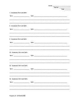 vocabulary term definition worksheet and vocabulary make your own word search
