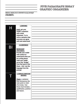 Preview of Five-Paragraph Essay Graphic Organizing