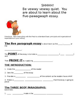 Preview of Five Paragraph Essay notes sheets