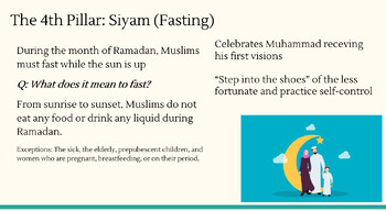 Preview of Five Pillars of Islam Poster and Lesson with Guided Notes + Spanish Translation