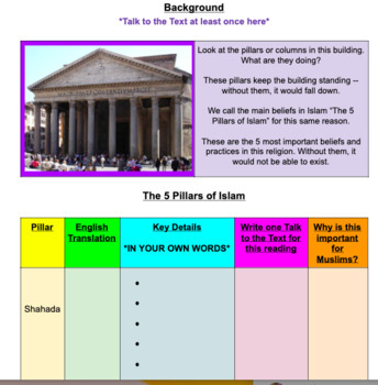 Preview of Five Pillars of Islam Worksheet 