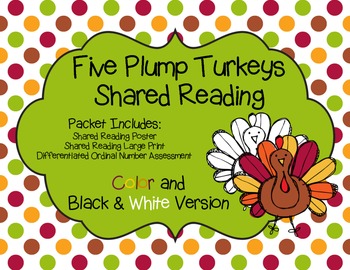 Preview of Five Plump Turkeys - Thanksgiving Shared Reading