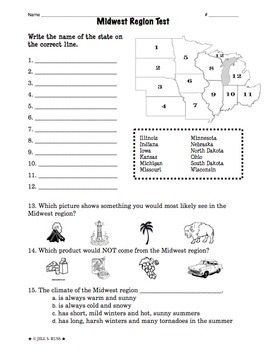 grade math 4 for worksheets quiz States: the Midwest, Regions Complete United (5 of Unit