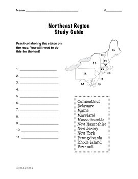 Preview of Regions of the United States: Northeast, Study Guide (5 Regions)