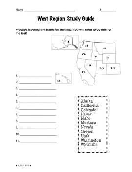 Preview of Regions of the United States: West, Study Guide (5 Regions)