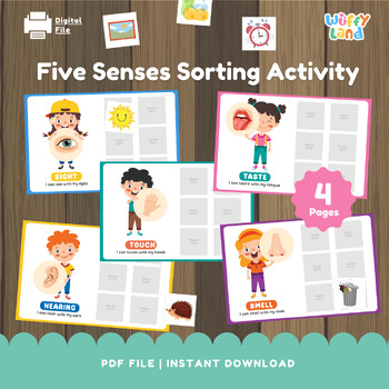 Preview of Five Sense Sorting Activity, 5 Sense Sorting, Printable Activity, Toddler Presch