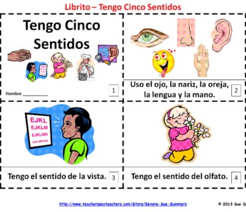 Preview of Spanish Five Senses Emergent Reader Booklet - Cinco Sentidos