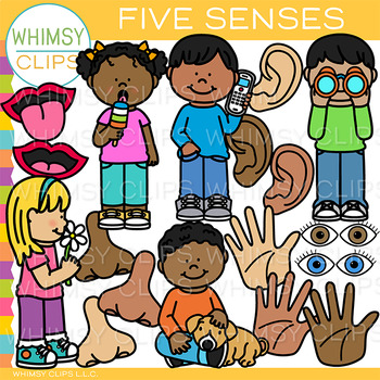 Preview of Five Senses Kids and Body Parts Clip Art