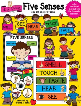 Preview of My Five Senses Clip Art and Sorting Activity by DJ Inkers