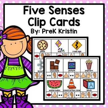 Preview of Five Senses Clip Cards