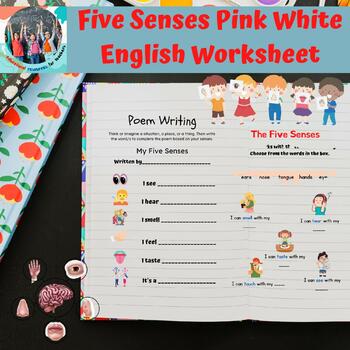 Preview of Five Senses English Worksheet 36 pages