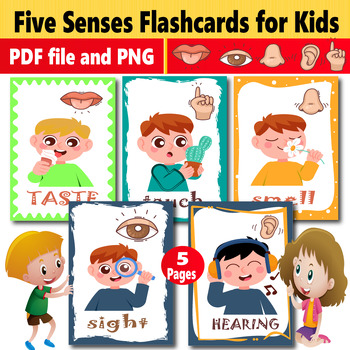 Preview of Five Senses Flashcards for Kids