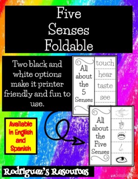 Preview of Five Senses Foldable (English and Spanish)