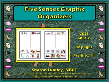 Preview of Five Senses Graphic Organizers & Writing Prompts