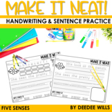 Five Senses Handwriting Practice Themed Handwriting and Sentences