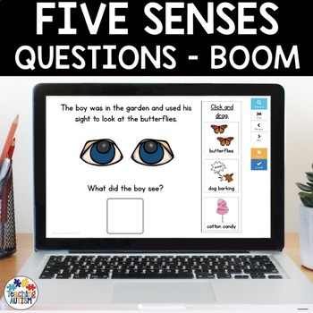 Preview of Five Senses Questions | Free Boom Cards